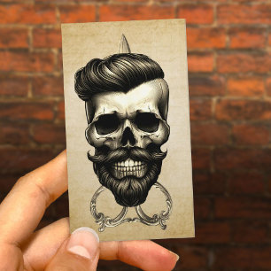 Cartão De Visita Barber Skull Na moda Hair Stylist