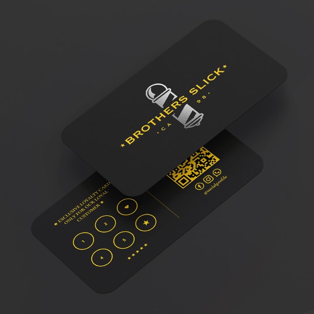 Cartão De Visita Barbershop Barber Pole Loyalty Yellow Black (Barbershop Barber Pole Loyalty Yellow Black Business Card
)