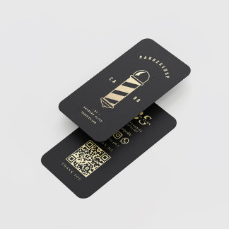 Cartão De Visita Barbershop Haircut Hairstylist Barber's Pole Black