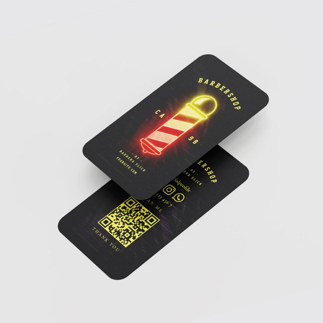 Cartão De Visita Barbershop Hairstylist Glowing Barber's Pole (Barbershop Hairstylist Glowing Barber's Pole Business Card
)