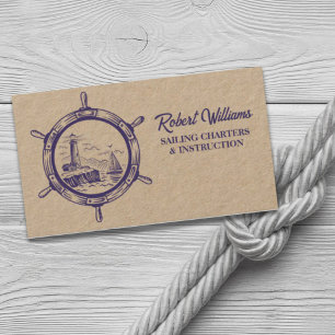 Cartão De Visita Barco do Farol Costeiro de Praia que Veleja Náutic