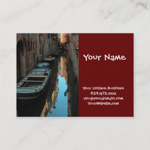 Cartão De Visita Barcos do Canal Water Venice Itália Edifícios