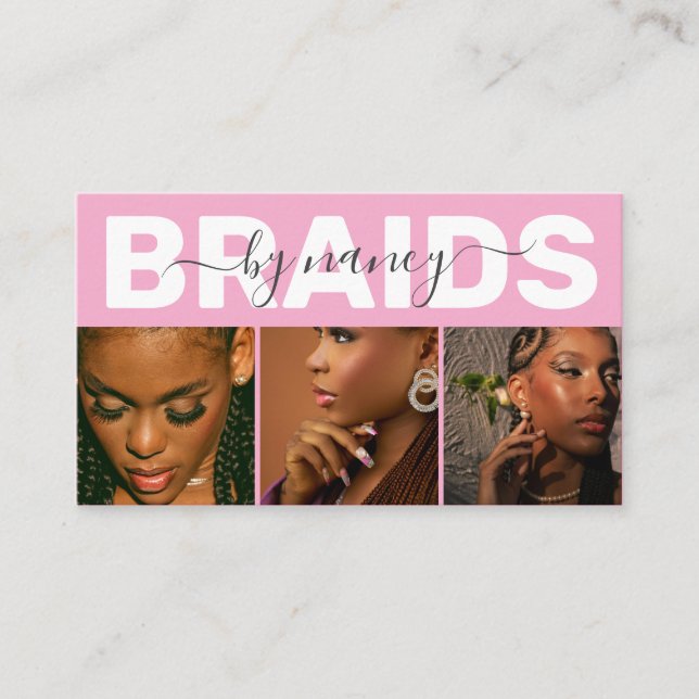 Cartão De Visita Barids Typography Photo Qr Code Logo Pink (Frente)