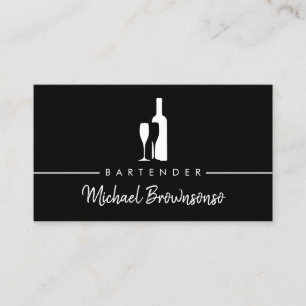 Cartão De Visita Barman Bar Clube Moderno Preto