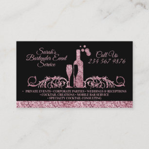 Cartão De Visita Barman faísca rosa Preto
