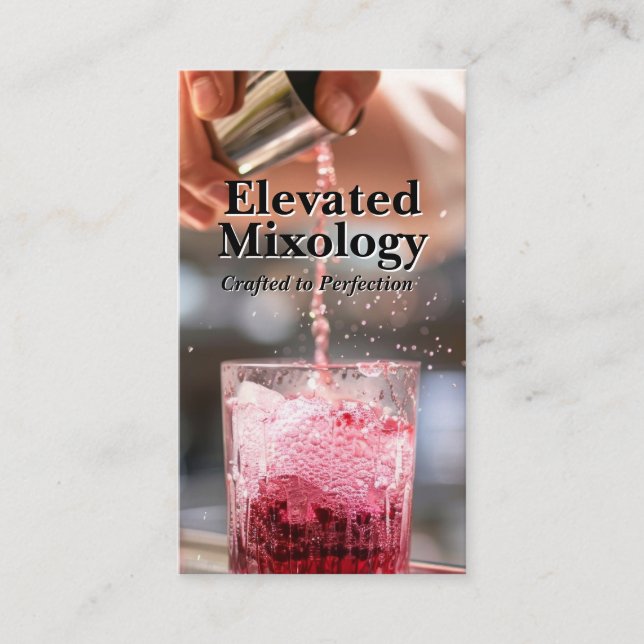 Cartão De Visita Barman lançando um coquetel | Mixologista (Frente)