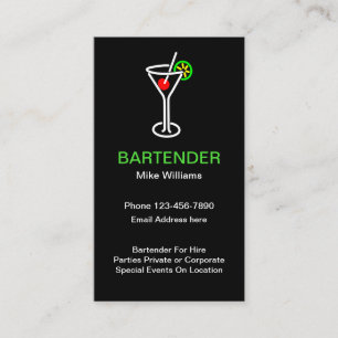Cartão De Visita Barman Para Contratação