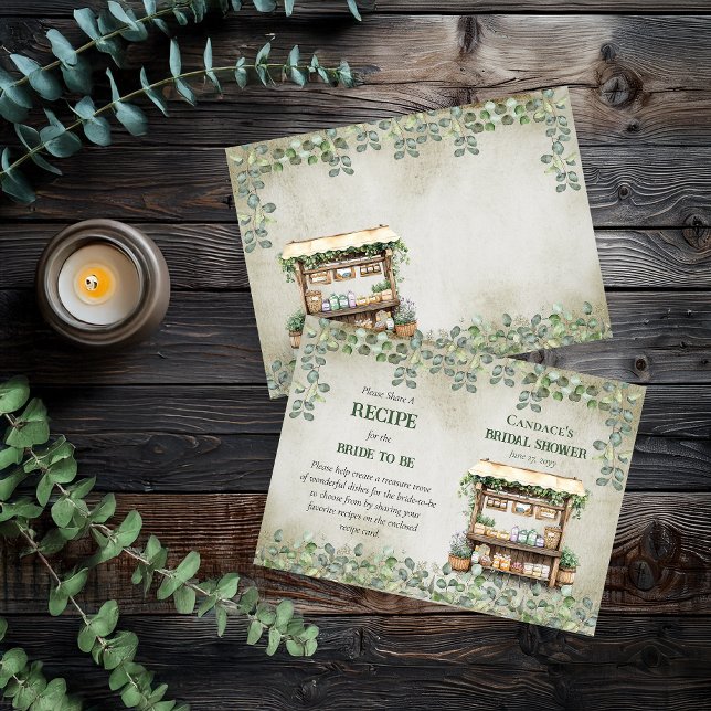 Cartão De Visita Barraca de Fazenda do Mercado do Agricultor Chamad (Fresh Off the Market Bridal Shower | Housewarming Call for Recipes Insert Card 3" x 2.5")