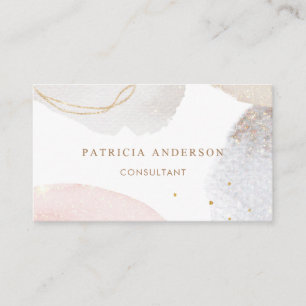 Cartão De Visita Barramento de cor-de-água abstrato branco rosa-cl