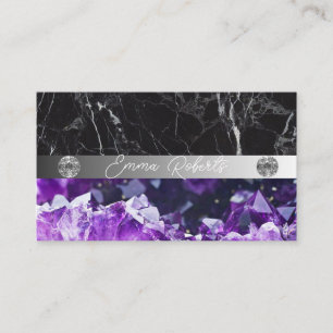 Cartão De Visita Barramento de Textura de Cristal Quartz Roxo Miner
