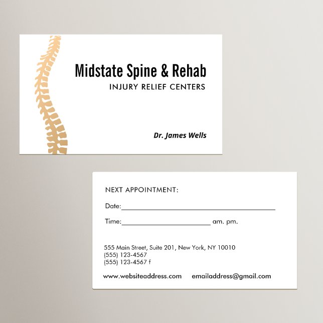 Cartão De Visita Barramento do Lembrete de Compromisso Chiropractic (Criador carregado)
