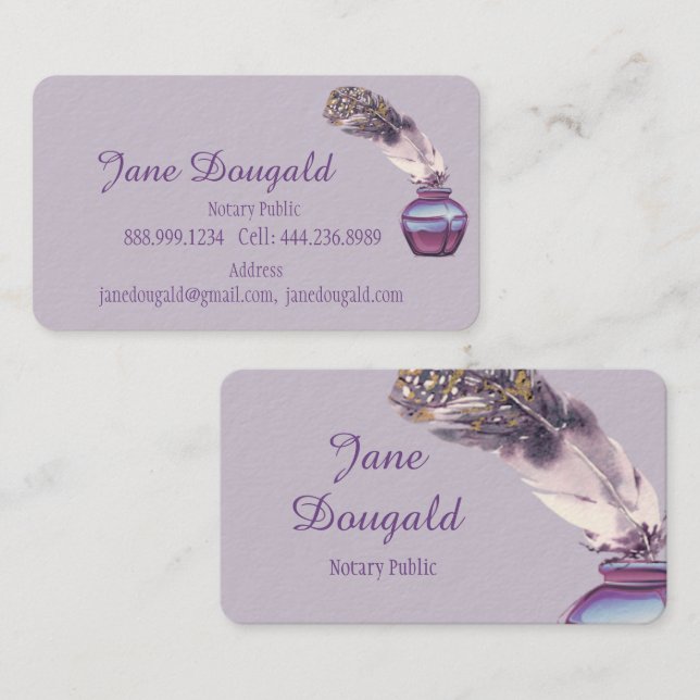 Cartão De Visita Barramento Notário Clássico de Caneta Artística em (Frente/Verso)