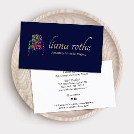 Cartão De Visita Barramento quadrado da cadeira floral francesa do 