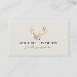 Cartão De Visita Barreiras Douradas Boêmicas com Flores II