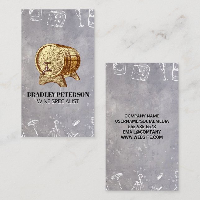Cartão De Visita Barril de Vinho | Sommelier (Frente/Verso)