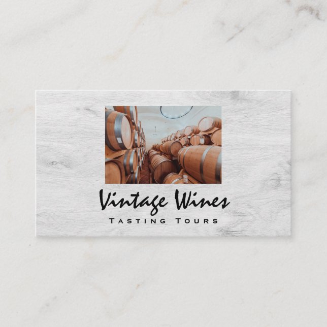 Cartão De Visita Barris de Vinho | Grãos de madeira (Frente)