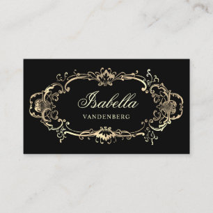 Cartão De Visita Barroco Ornamental Dourado Elegante Vintage