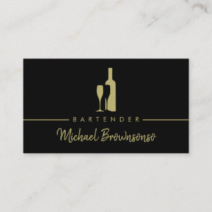 Cartão De Visita Bartender Bar Clube Luxo Preto