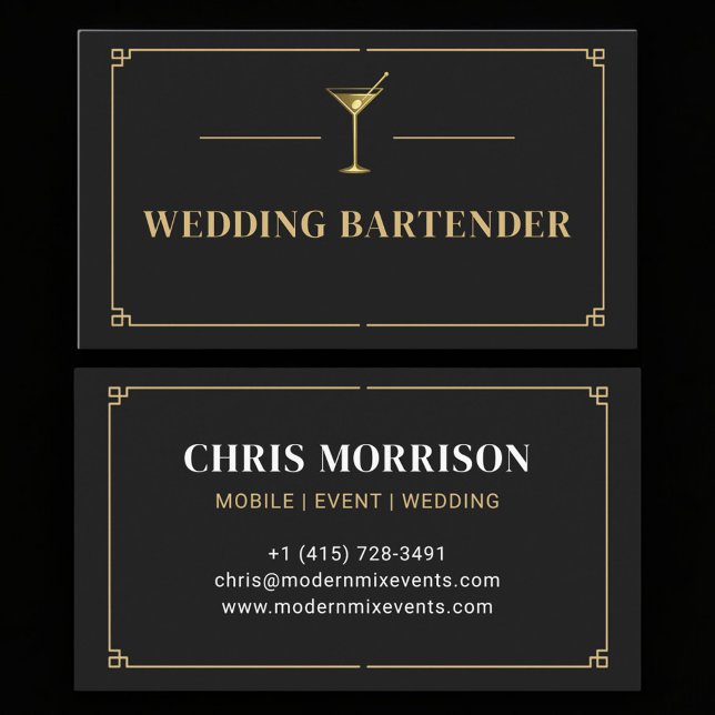 Cartão De Visita Bartender de Casamento Profissional (Criador carregado)