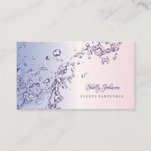 Cartão De Visita Bartender de Eventos de Abertura Rosa e Roxo Elega