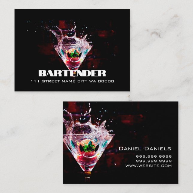 Cartão De Visita Bartender Nightlife Business Card (Frente/Verso)