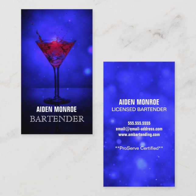 Cartão De Visita Bartender profissional (Frente/Verso)