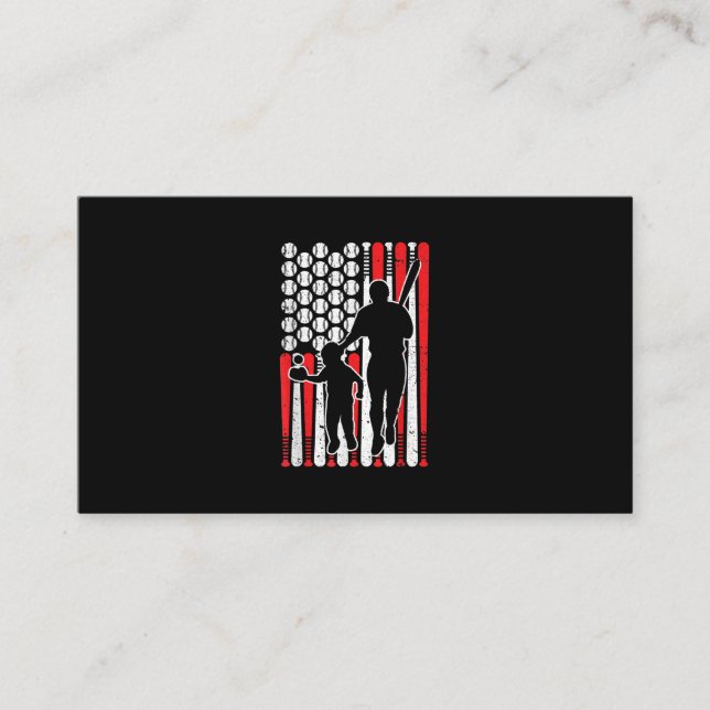 Cartão De Visita Baseball com Pai de Combinação de Beisebol e Filho (Frente)