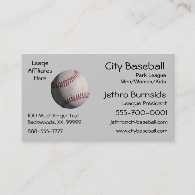 Cartão De Visita Basebol (Frente)