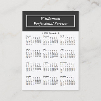Cartão De Visita Básico com obscuridade - as cinzas 2012 CALENDAR