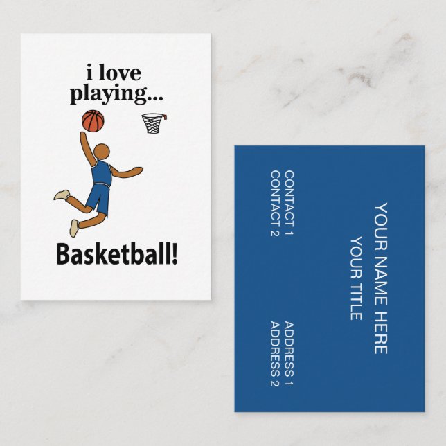 Cartão De Visita Basquetebol Eu Amo Jogar Basquetebol (Frente/Verso)