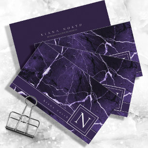 Cartão De Visita Basta Marble Monograma Violet e White Std ID672