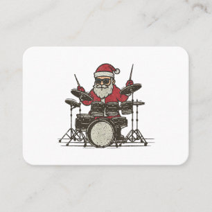 Cartão De Visita Baterista Natal Engraçado Vintage Papai Noel Tocan
