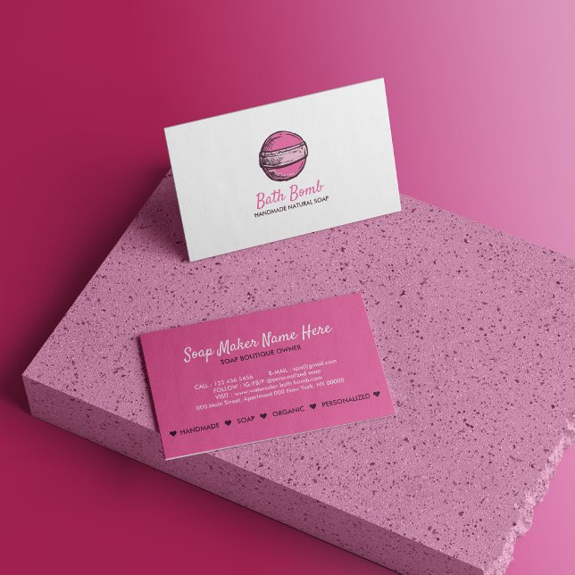 Cartão De Visita Bath Bomba Natural Soap Spa Circular Rosa (Bath Bomb Natural Soap Spa Circle Pink Business Card)
