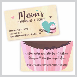 Cartão De Visita batida de cupcake de uísque cardíaco pastelaria