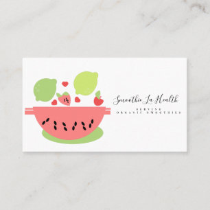Cartão De Visita Batido De Leite Smoothie Frutas Limão Mistura Rosa