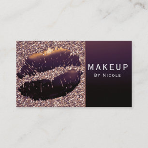 Cartão De Visita Batom Lábios Brilho Dourado Roxo Maquiagem Glam Sa