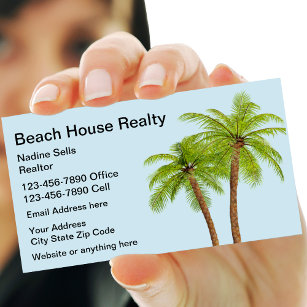 Cartão De Visita Beach Real Estate Palm Trees Design
