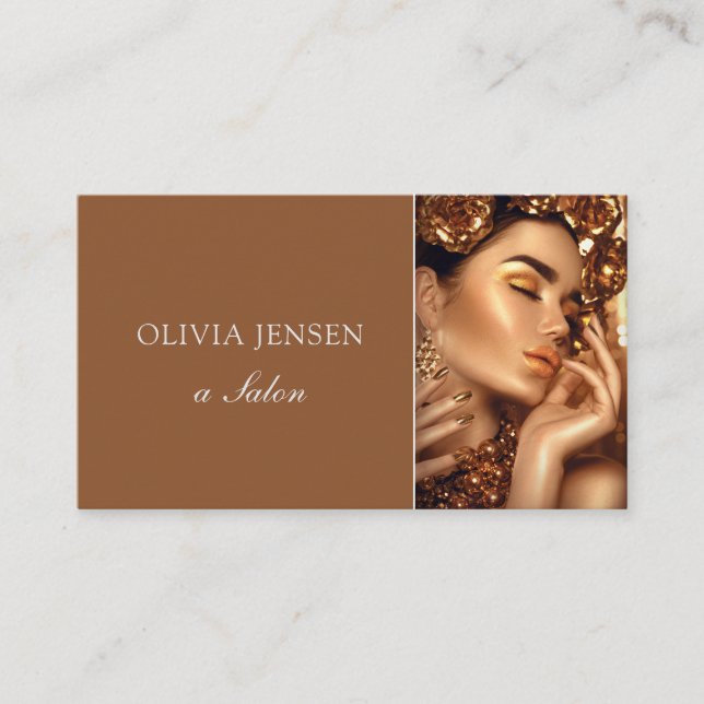 Cartão De Visita Beauon Salon Hair Stylist Esmagado Preto + Dourado (Frente)