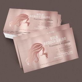 Cartão De Visita Beauon Salon Hairstylist Brushing Rosa Dourado Met