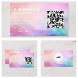 Cartão De Visita Beauon Salon Lashes Logotipo Brows Código QR