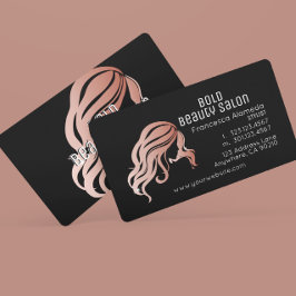 Cartão De Visita Beauon Salon Metallic Rosa Dourado Hair Stylist Bl