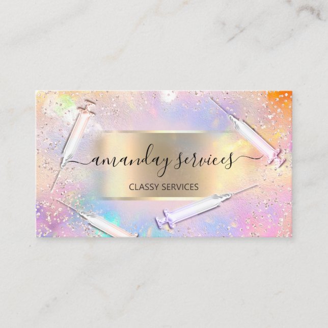 Cartão De Visita Beauty Cosmetologista Seringa Botox B12 QR Code (Frente)