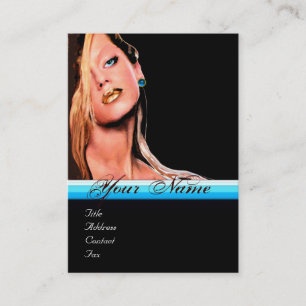 Cartão De Visita BEAUTY MAKEUP ARTIST monograma azul safira preto