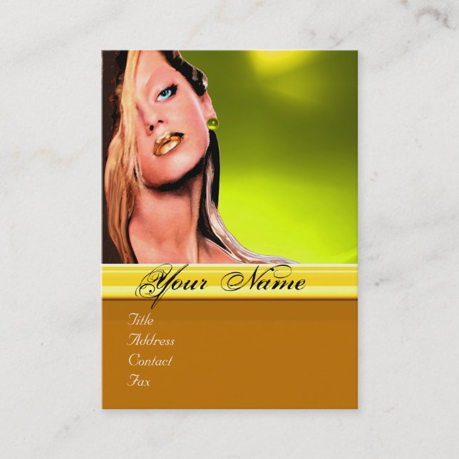 Cartão De Visita BEAUTY MAKEUP ARTISTA cinza topaz amarelo (Frente)