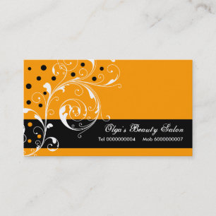 Cartão De Visita Beauty Salon floral folha de pergaminho preto, lar