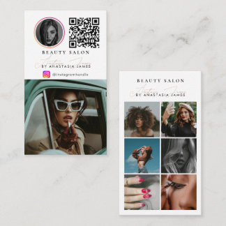 Cartão De Visita Beauty Salon Photo Feed Social Media QR Code