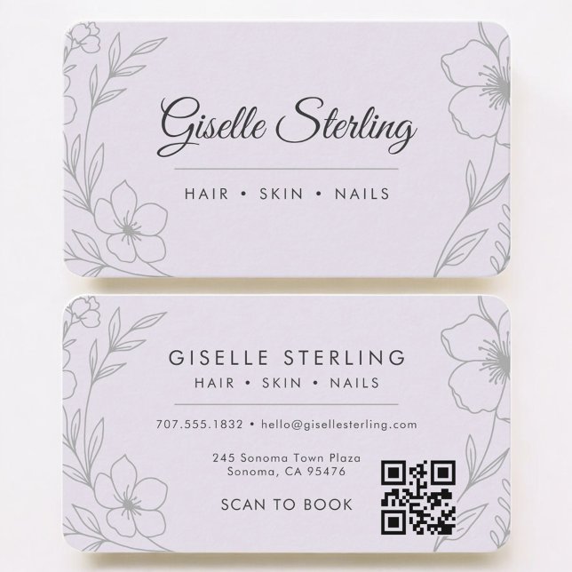 Cartão De Visita Beauty Salon Purple QR Code Professional (Criador carregado)