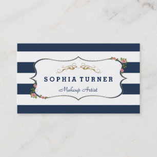 Cartão De Visita Beauty Salon Vintage Floral Dourado Duplo Lado