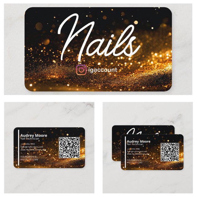 Cartão De Visita Beauty Salons Professional QR Code Nail Tech (Beauty Salons Professional QR Code Nail Tech Business Card
)