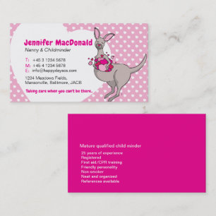 Cartão De Visita Bebê-bebê cuidador cartões-canguru cor-de-rosa